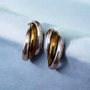 Vintage Metal Silver & Gold Hoop Earrings